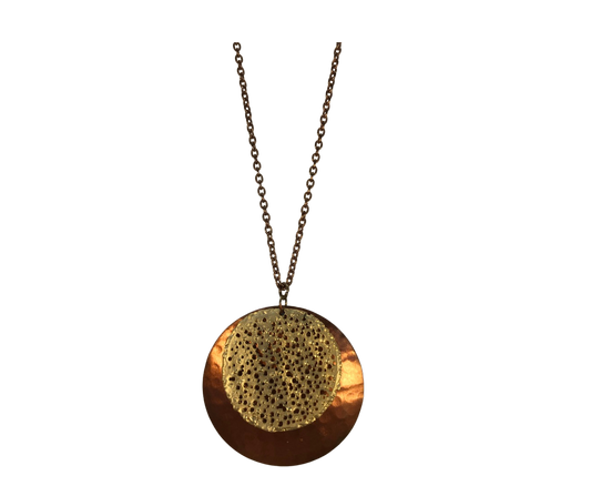 Copper and Gold Circle Pendant